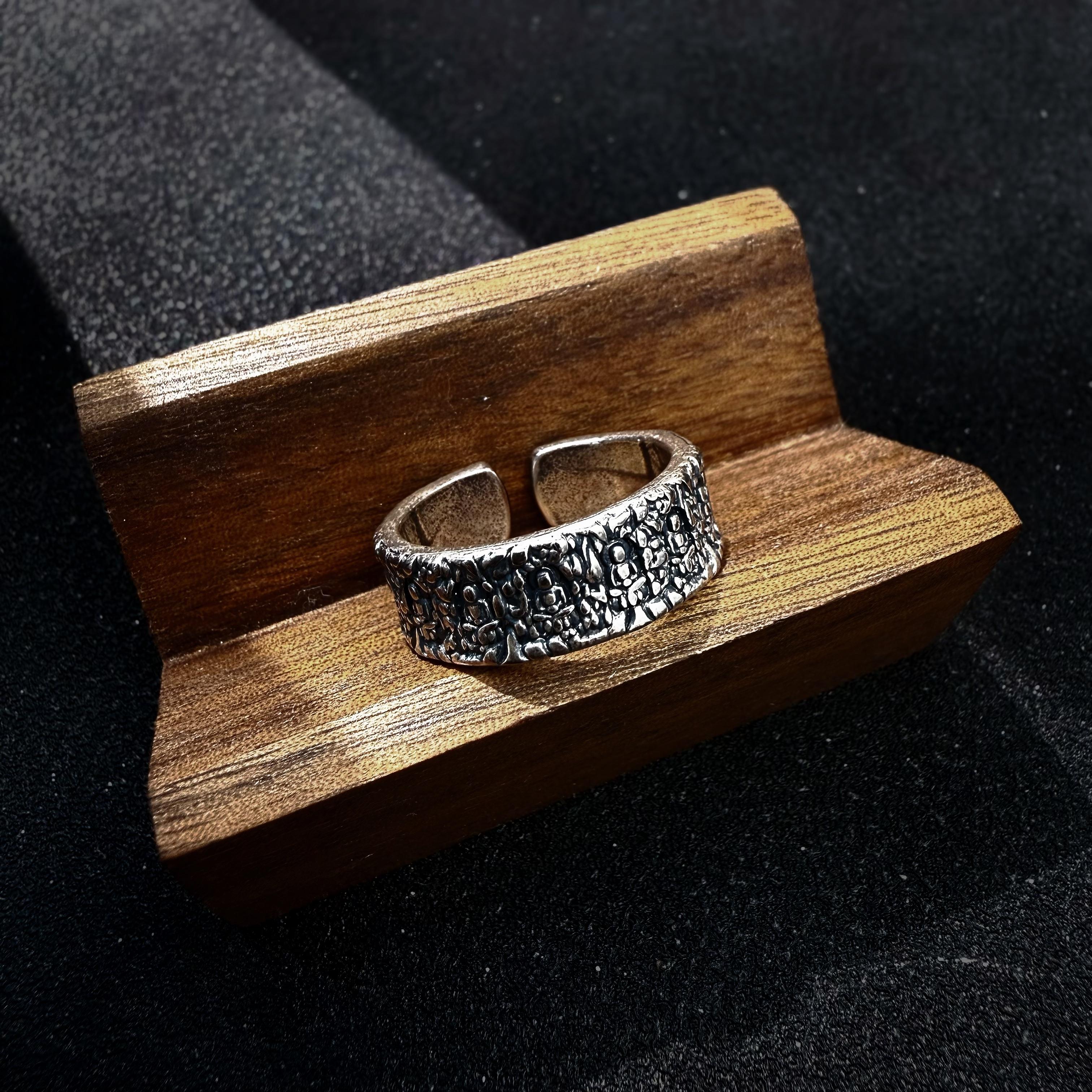 Ретро Буддийская Пещера Регулируемое Открытое Кольцо Для Мужчин Посеребленная Медь Готический Панк Дерзкий Мирные Аксессуары Благословенный Подарок 8-11