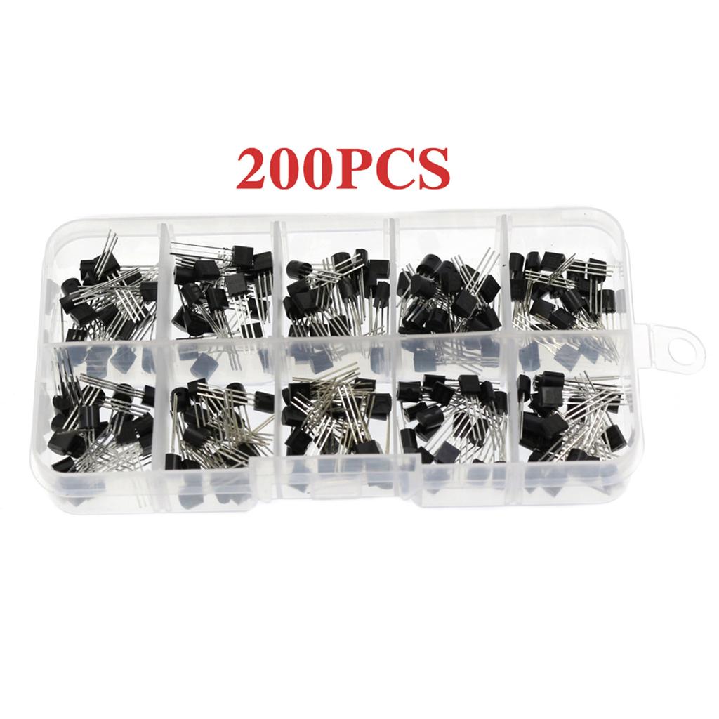 200/600PCS TO-92 Transistor 15 Types Values Kit Set 2N222/2N3904/2N3906/ 2N5401/2N5551/ A1015/C1815/C945/S8050/ S8550/S9012