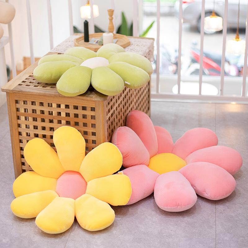 40-80cm Daisy Plush Plant Pillow Lifelike Sunflower Seat Cushion Yellow Pink Beige Chair Flower Pillow