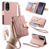 Luxury Flip Leather Zipper Wallet Card Slot Holder Phone Case For Samsung Galaxy Z Fold8Ultra Fold8 Wrist Strap Protective Cover