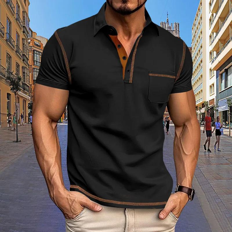 Casual Striped Short Sleeve Polo Shirt for Men, Ideal for Daily Wear