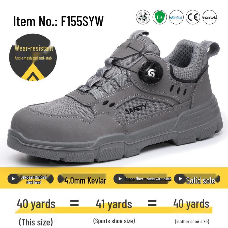 Men's Steel Toe Anti-Puncture Safety Shoes with Smart Button Closure