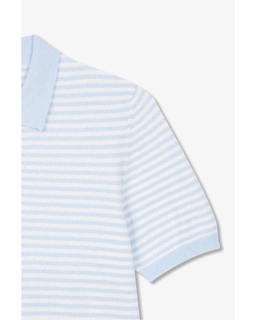 MAN ON THE BOON [M.Ottaviani] Striped Terry Polo Knit_Light Blue 4714113109