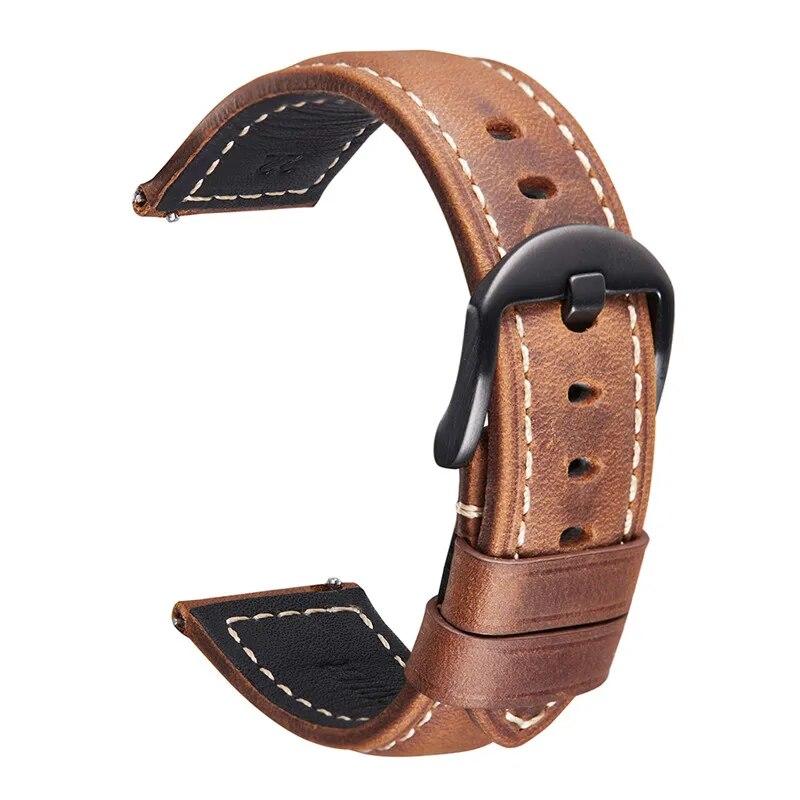 

Ремешок из натуральной кожи 20/22/24/26 мм, пряжка из нержавеющей стали, мужской кожаный ремешок в стиле ретро Crazy Horse, аксессуар для часов 26mm