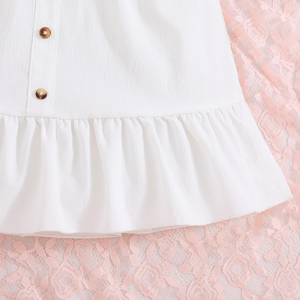 Citgeett Sommer Kinder Mädchen Rock Set Fly Ärmel Leibchen Elastische Taille A-linie Rock Outfit Feste Kleidung