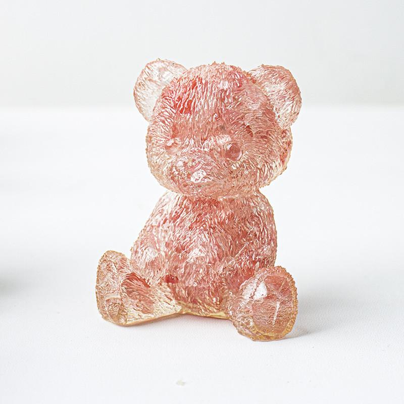 Crystal Resin Bear Desk Ornament With Natural Water Crystals For Home Office Decor