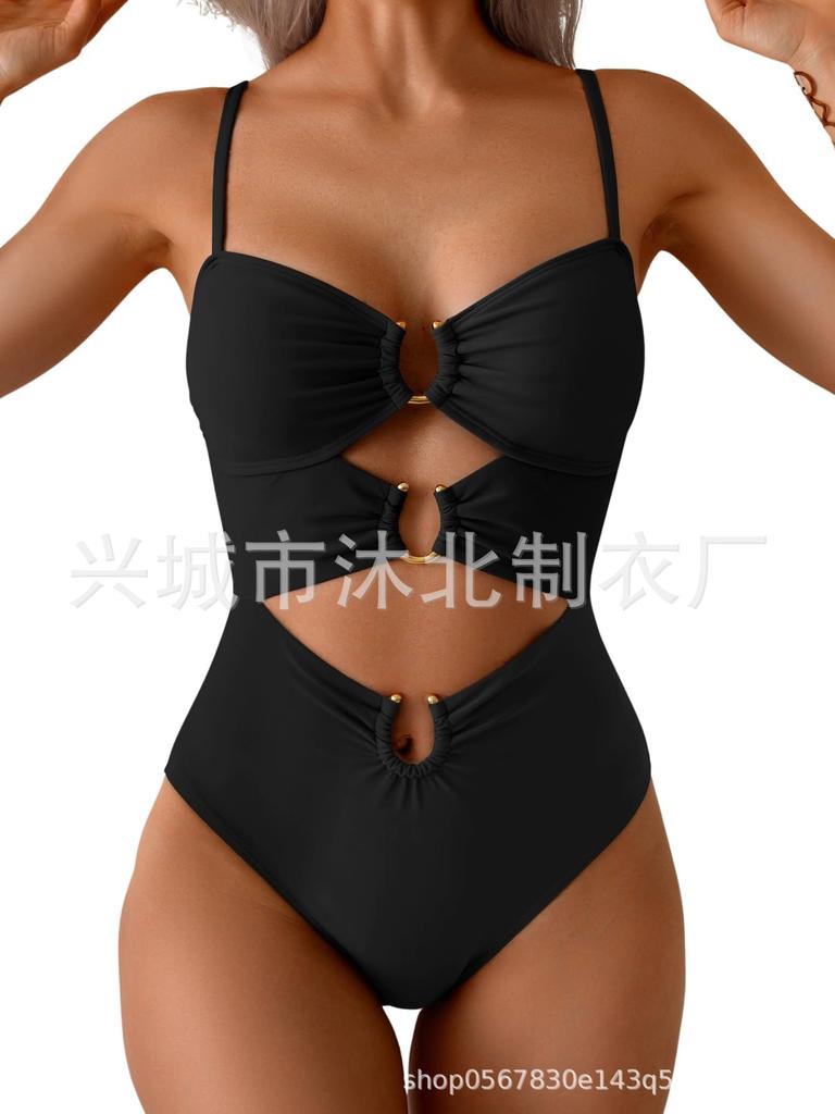 Women's One-piece Swimsuit, Button-down Bikini Sexy Swimsuit, Hollow Swimsuit.