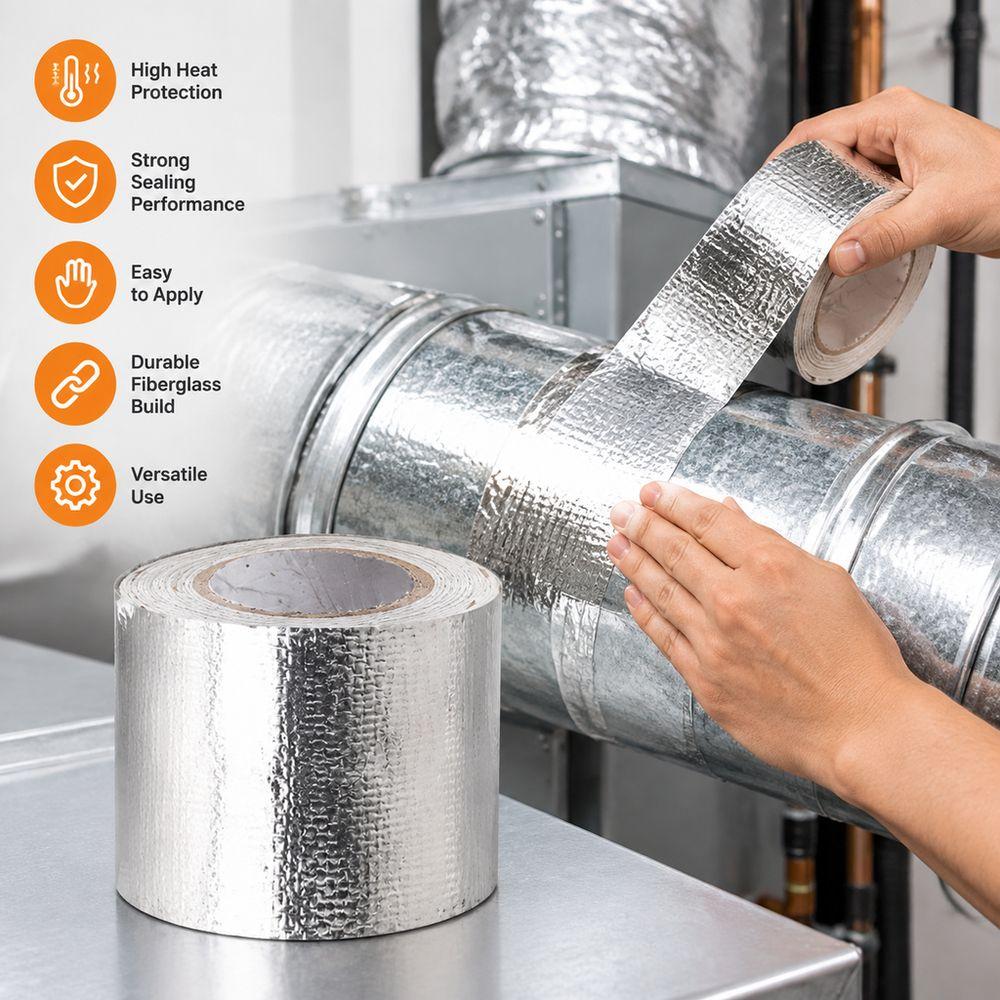 Airtight Seal Heat Resistant Tape 2in x 16.4ft Fiberglass Insulation Tape Heat Shield