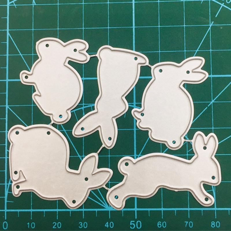 5 v 1 Velikonoční zajíček DIY Řemeslo Kovová vykrajovátka Scrapbook Ražený Papír Karta Album Řemeslná Šablona Vykrajovátka
