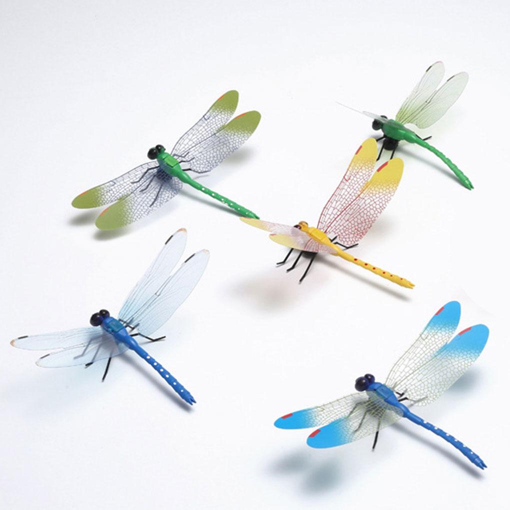5pcs Garden Dragonfly Decor Model Props Home Backyard Adornment Lawn Sculpture Adorn Ulation Insects Stake Decoration