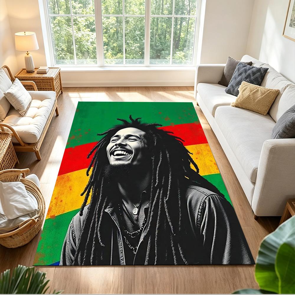 Bob Marley Area Rug Design for Entryway Outdoor Living Rooms Playrooms Anti-slip Rug Decorate Offices Perfect Gift for Women/Men