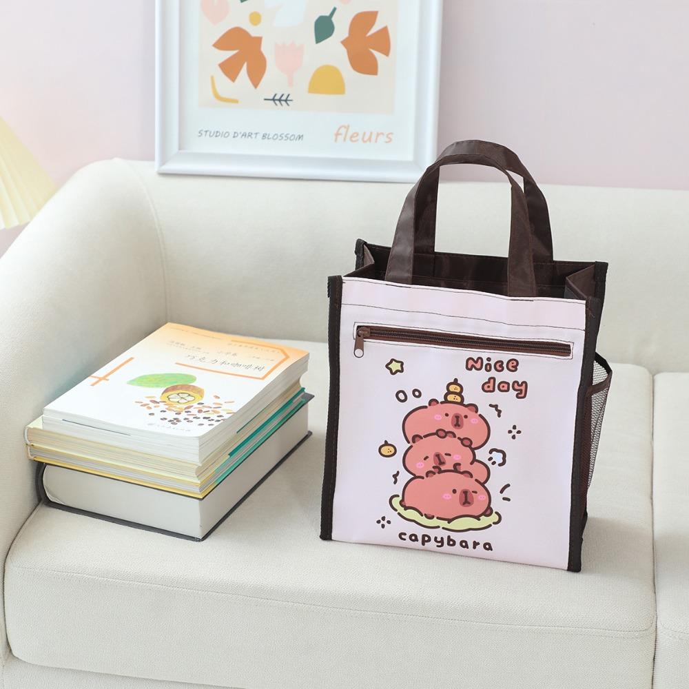 Portable Capybara Handbag Double-layer Cartoon Document Bag Cartoon Capybara Tutoring Bags