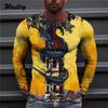 T-shirt da uomo Dragon T-shirt casual con stampa 3D a maniche lunghe con grafica animale magica T-shirt modello High Street Top uomo/donna T-shirt hip-hop