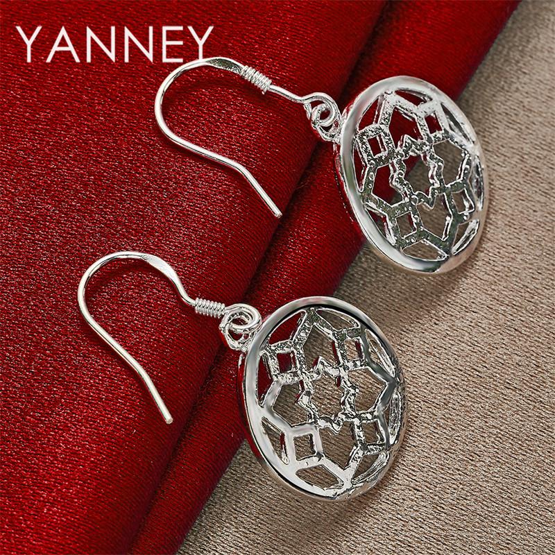 925 Sterling Silver Exquisite Floral Openwork Pendant Earrings, Fashionable Wedding Gift for Women, Jewelry