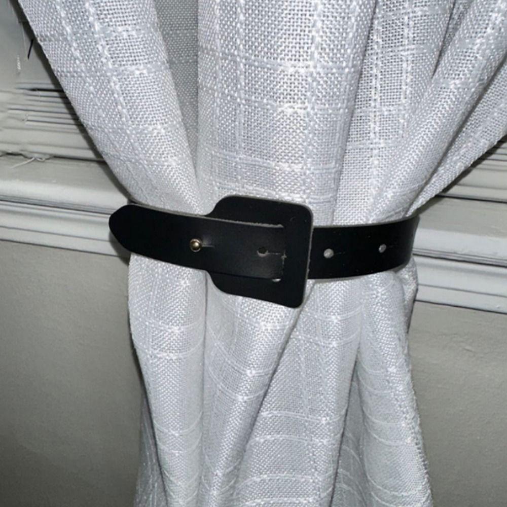 PU Leather Curtain Tie Strap Solid Color Curtains Fixing Tool Curtains Clamp Buckle  Bedroom