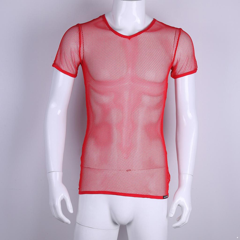 Summer Cool Mesh Slim Casual Short Sleeve T-Shirt Mesh T-Shirt Man See Through Vest Tops