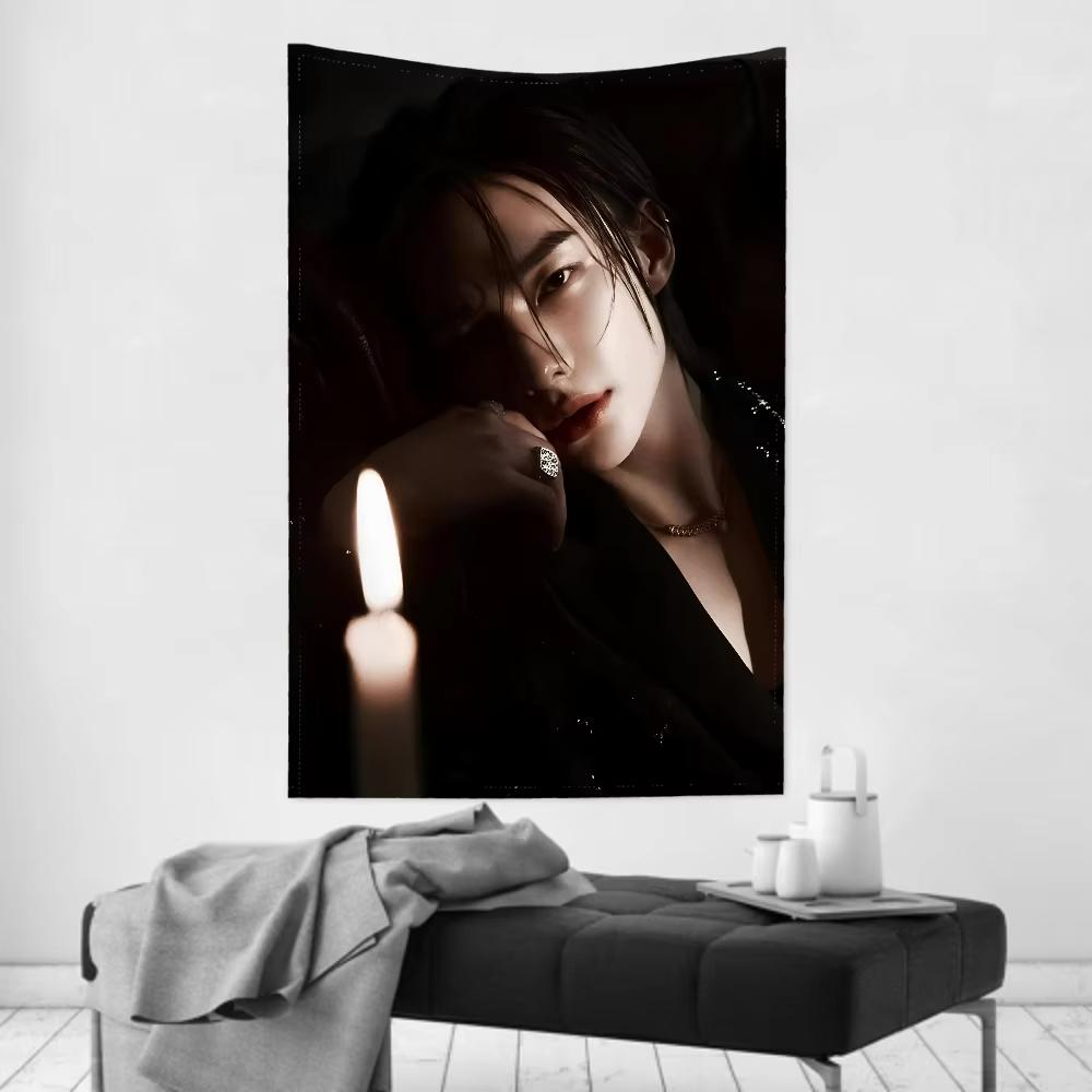1Pc Hyunjin Tapestry Room Decor Wall Cloth Party Hanging Background Room Decor Baby Room