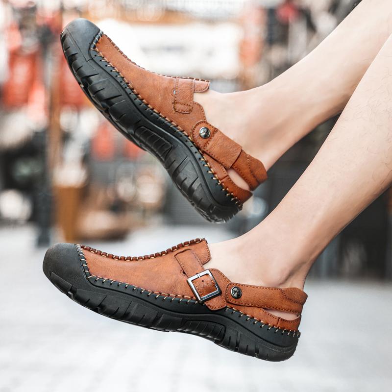 Fashion Men Sandals Soft Male Non-slip Outdoor Men's Sandals Anti-collision Casual Shoes Plus Big Size 48 Slip On Shoes Leather Platform