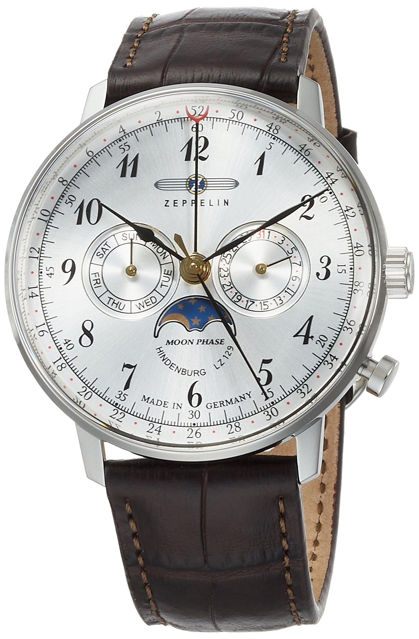 

[Zeppelin] Wristwatch Hindenburg Hindenburg Silver Dial Stainless Steel Quartz Quartz MOONPHASE Moon Phase 39.5MM Germany Watch 7036-1 Men s Black