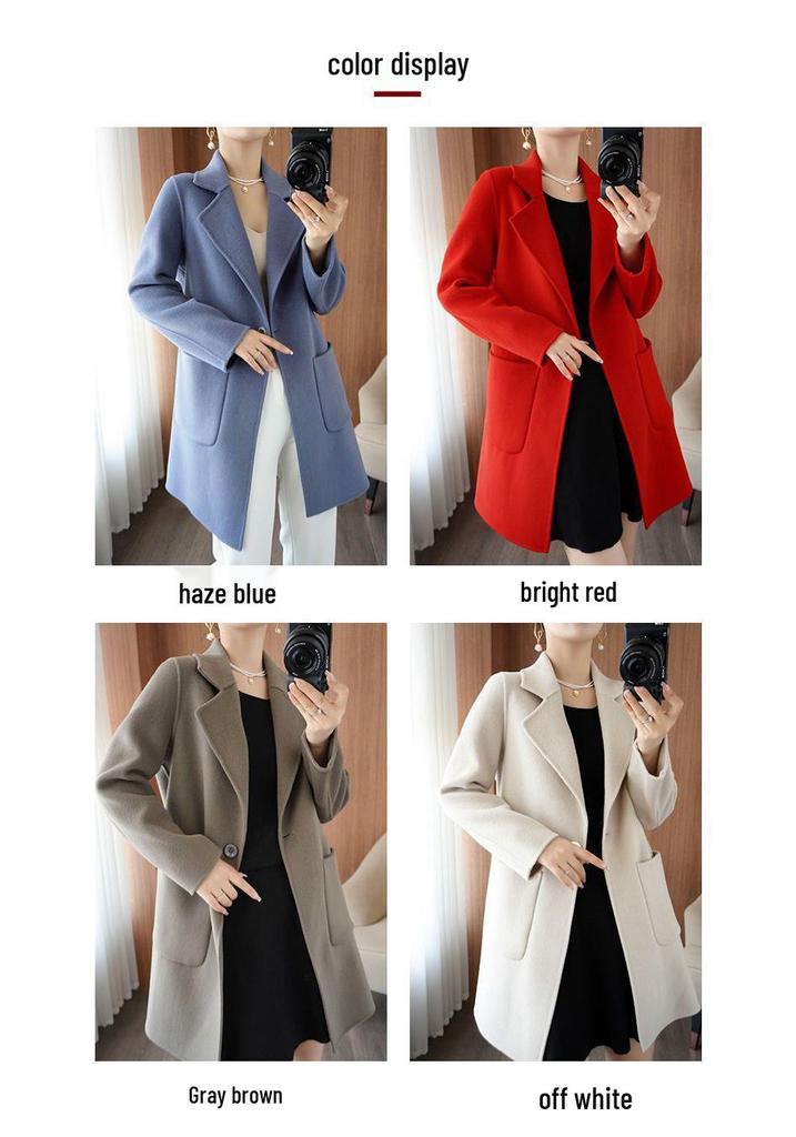 Cappotto Donna Mezzalunghezza Double-Sided in Cashmere, Collezione Autunno/Inverno 2025, Capospalla Puro Lana Taglie Petite & Plus