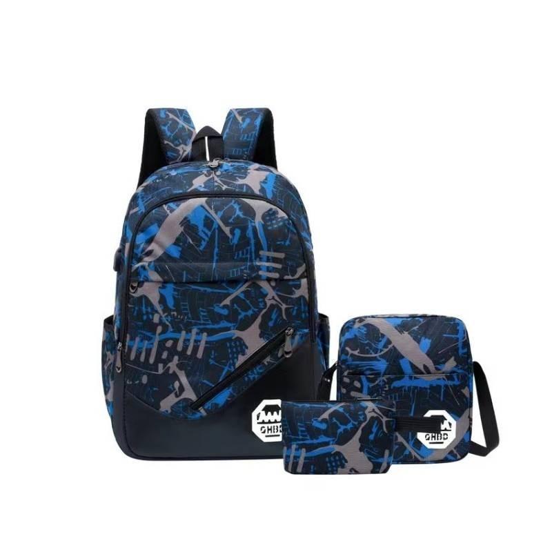 Stylish And Waterproof Canvas Backpack Set With Usb Charging For Men And Women