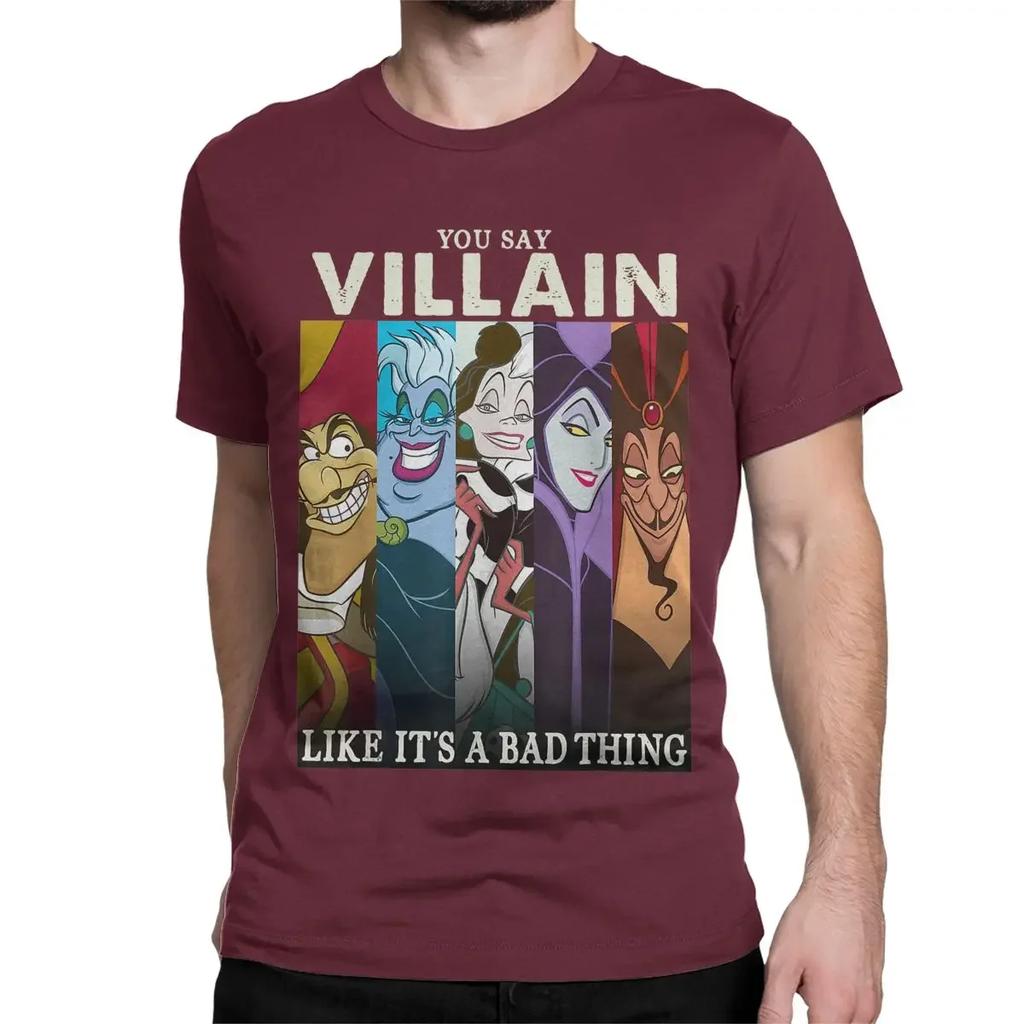 Disney Villains T-Shirt for Men Women Colorful Group Humor Graphic Humor Pure Cotton Tees Short Sleeve T Shirts Graphic Clothing