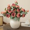 10pcs Fake Flowers Artificial Silk Grilled Edged Tea Rose Wedding Decoration Pink Simulation Flower 3 Heads Roses Branches