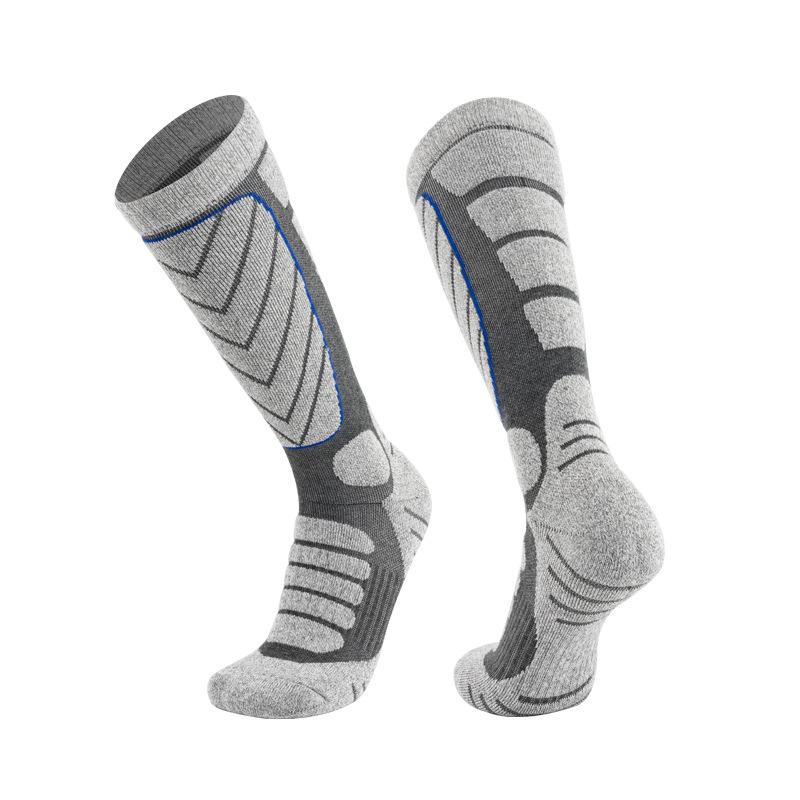 

1 пара зимних теплых лыжных носков с высокой трубой, утолщенные, для спорта на открытом воздухе, кемпинга, пешего туризма, рыбалки, велоспорта, альпинизма, длинные носки для мужчин серый