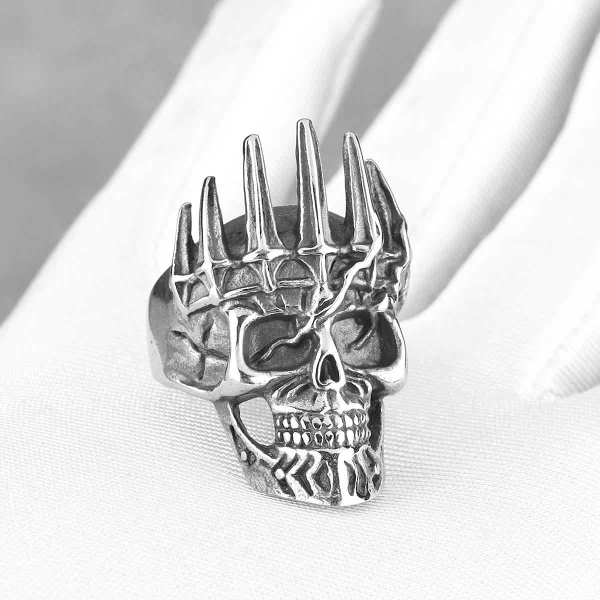 

New Creative Viking Vintage Skull Ring Men s Stainless Steel Funky Ring Bicycle Boy Fashion Ghost Jewelry Gift Wholesale 11