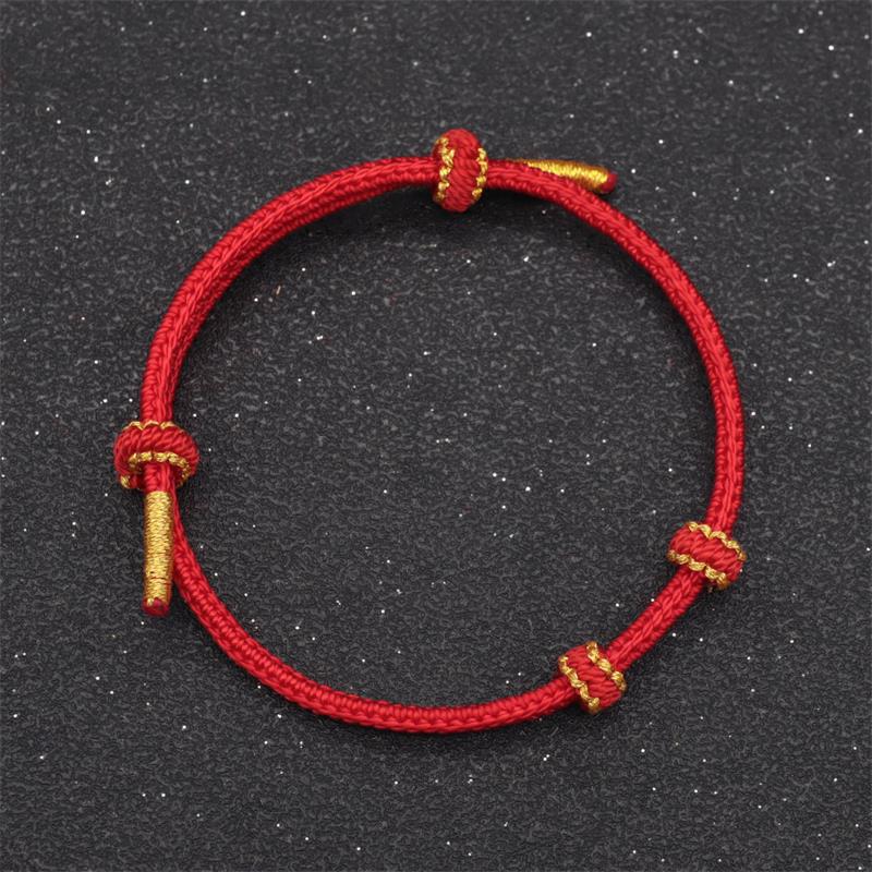 

Браслет из восьми нитей, сплетенный вручную: Полуготовая красная веревка с подвеской из твердого золота для пар 100% Handmade