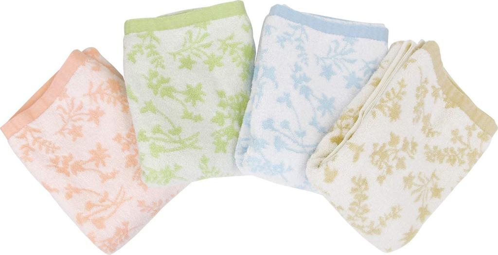 Hayashi Bath Pack of 60 x 120 Towels, 4, Approx. cm, Non-Twisted Yarn, Fame, Blue, Pink, Green, Beige, BG4233-4P