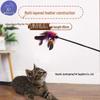 Colorful Feather Handheld Cat Teaser Wand with Bell