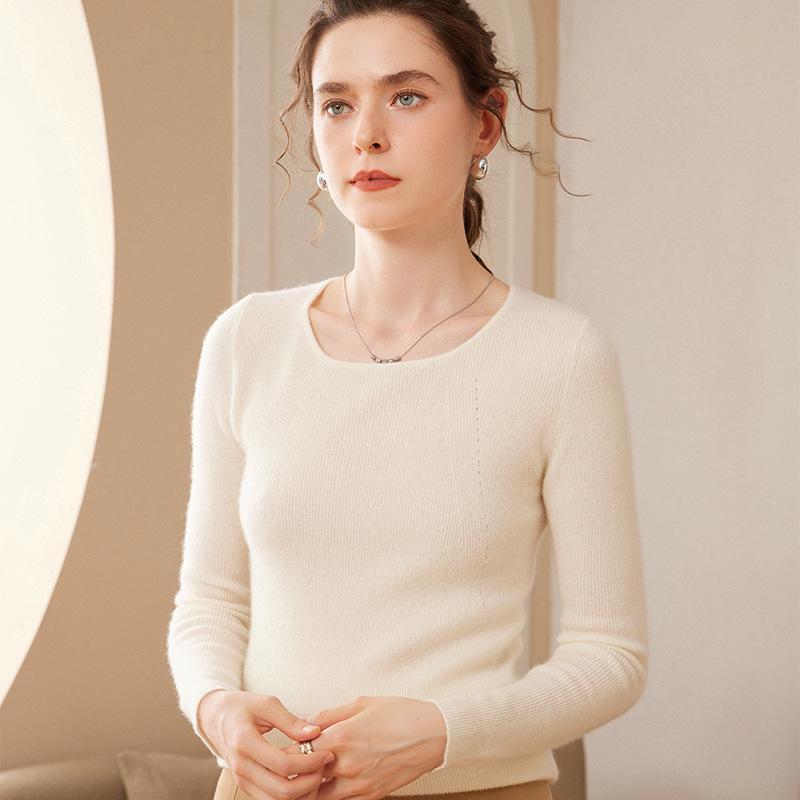 Women's Slim Fit V-Neck Cashmere Pullover Sweater for Autumn/Winter