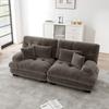 Cloud Corner Sofa for Living Room, Chenille Double Sofa with 2 Lumbar Pillows and 2 Decorative Pillows, Solid Wood Frame, Chenille Brown