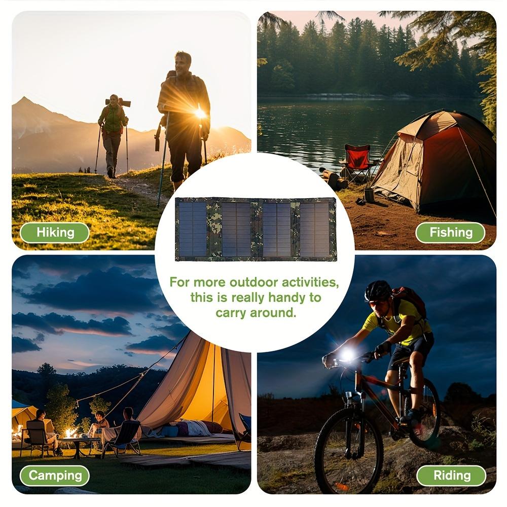 Tragbares Solarpanel mit USB, Ideal für Outdoor-Reisen und Camping, Wiederaufladbares Telefon, Tablet, Ventilator und Taschenlampe, Faltbar, mit Akkupack