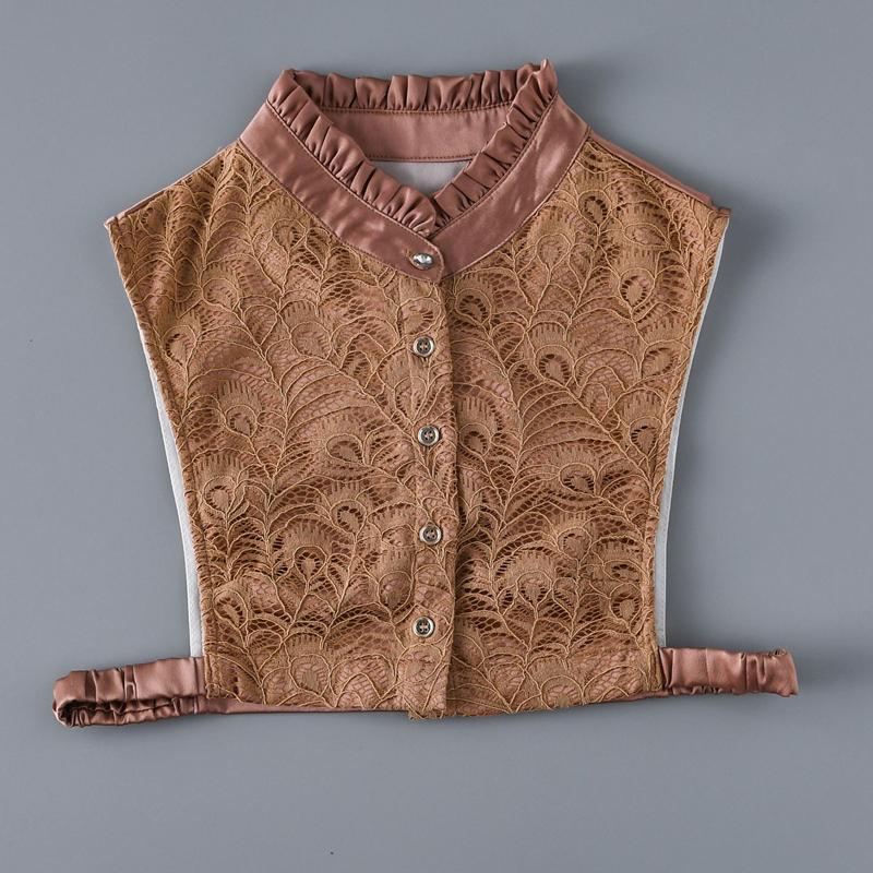 

Элегантная вышивка, ажурный ложный воротник, съемная полублузка-рубашка со стойкой, для женщин, девочек, украшение для свитера, ложный воротник