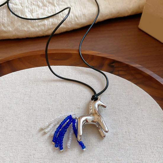 Collier Pendentif Cheval en Alliage Yousheng Léger Hypoallergénique Homme Femme Collier Pull Bijoux de Mode Accessoires Cadeau de Noël Anniversaire