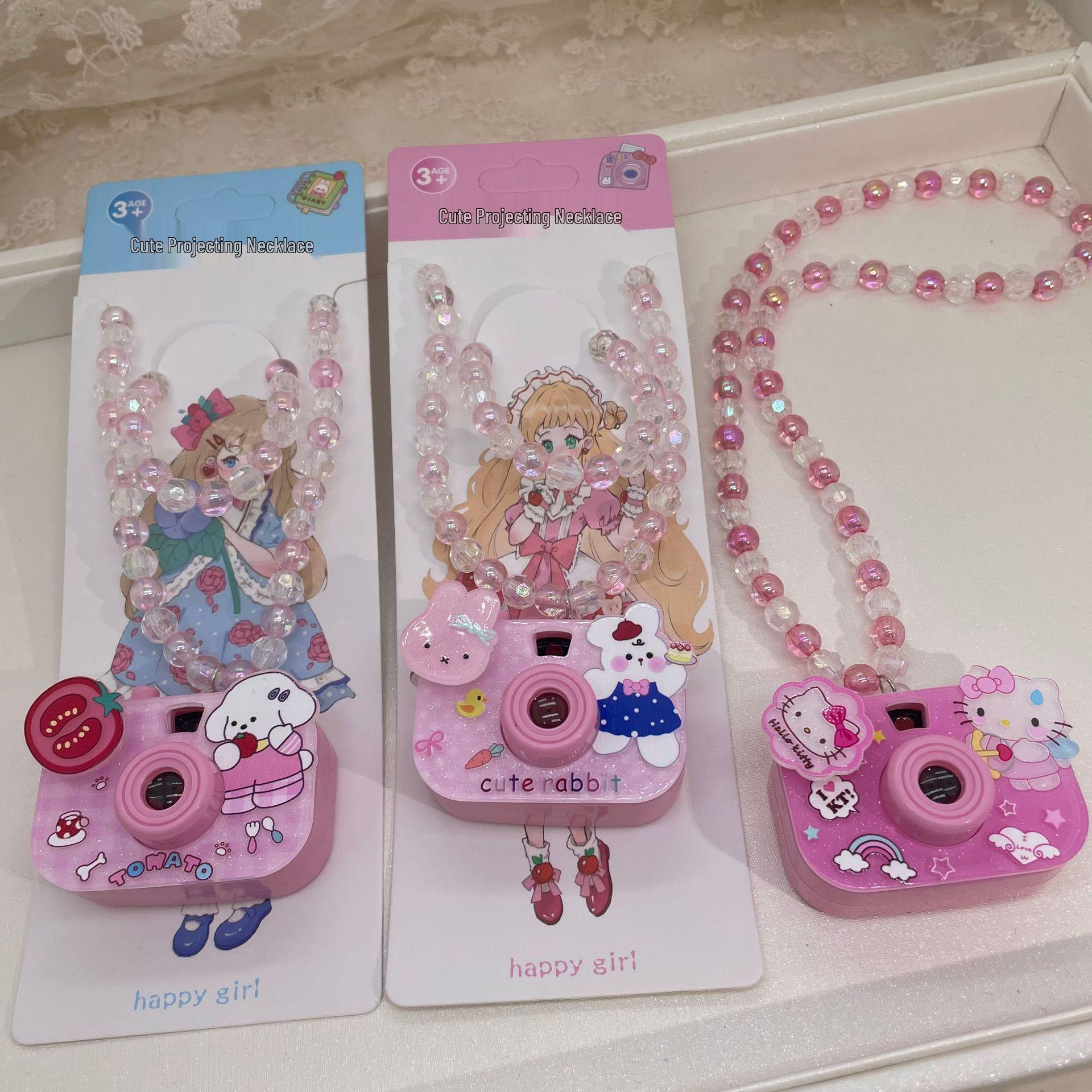 Rotating Cartoon Projector & Beaded Necklace Toy for Kids
