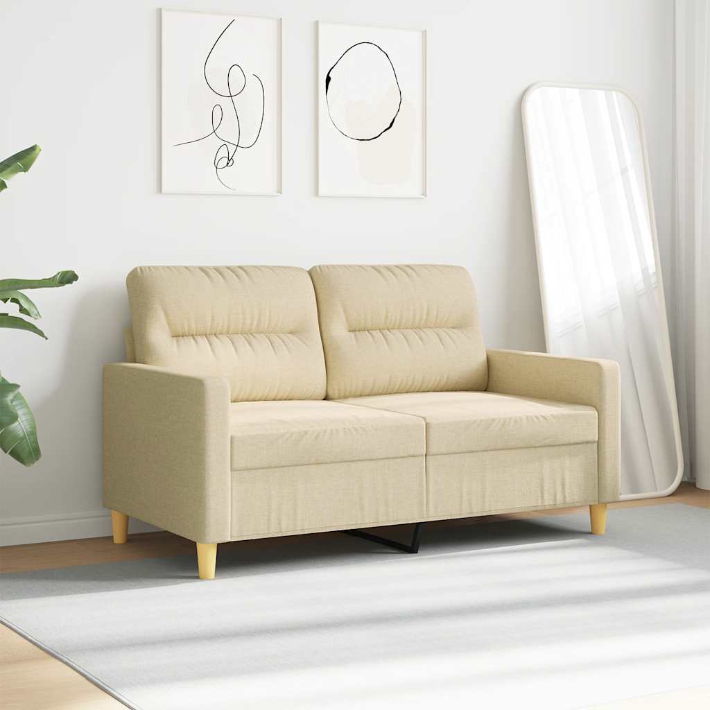 Vidaxl 2-Seater Sofa, Cream, 120 Cm, Upholstered In Fabric