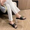 2025 New Summer Fashion Women's Slippers  Square Toe Women's Flats Flip-flops Sliding Sandals Women's Luxury Sandals