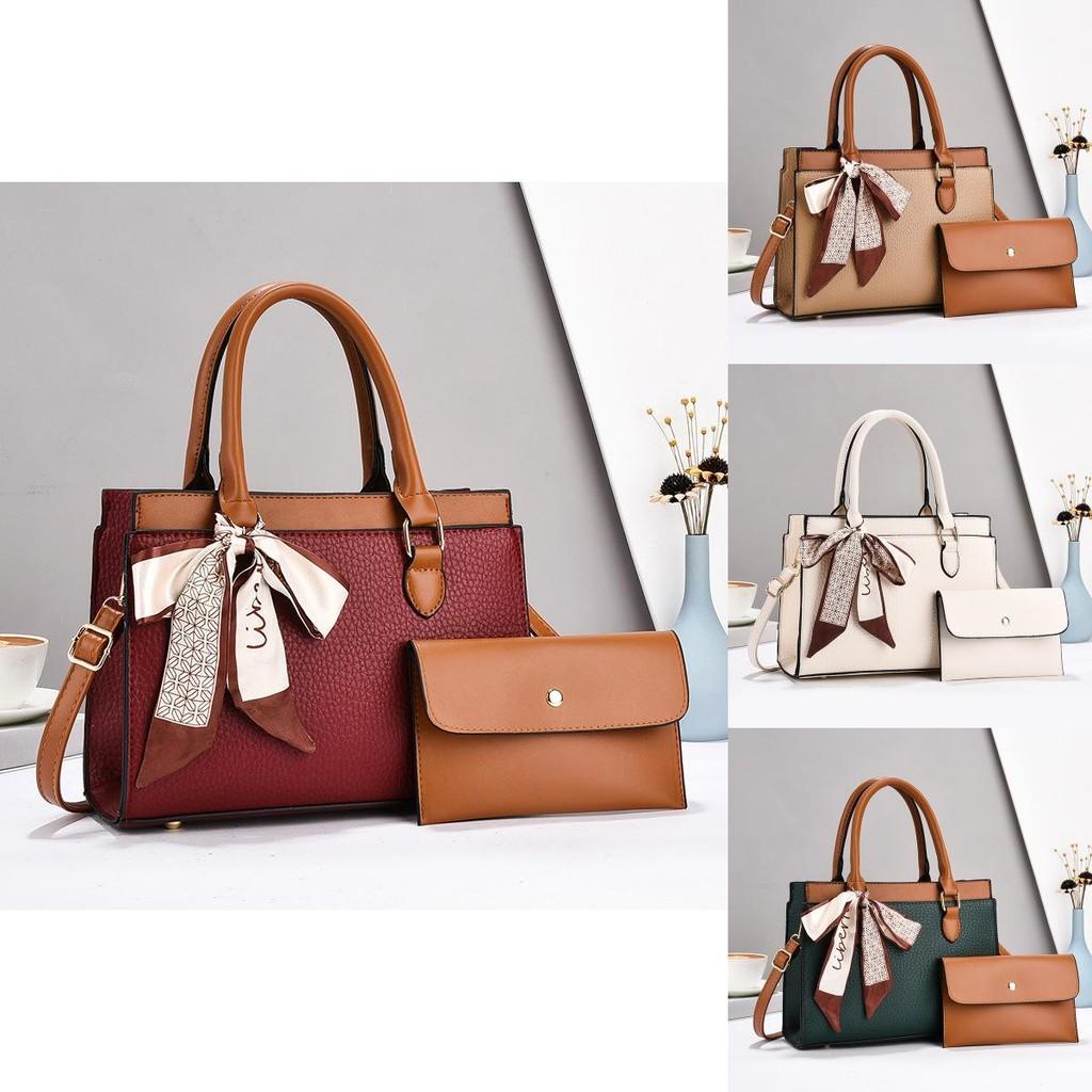 Stylish High-end Pu Leather Womens Tote Bag Set With Spacious Interior And Trendy Colors