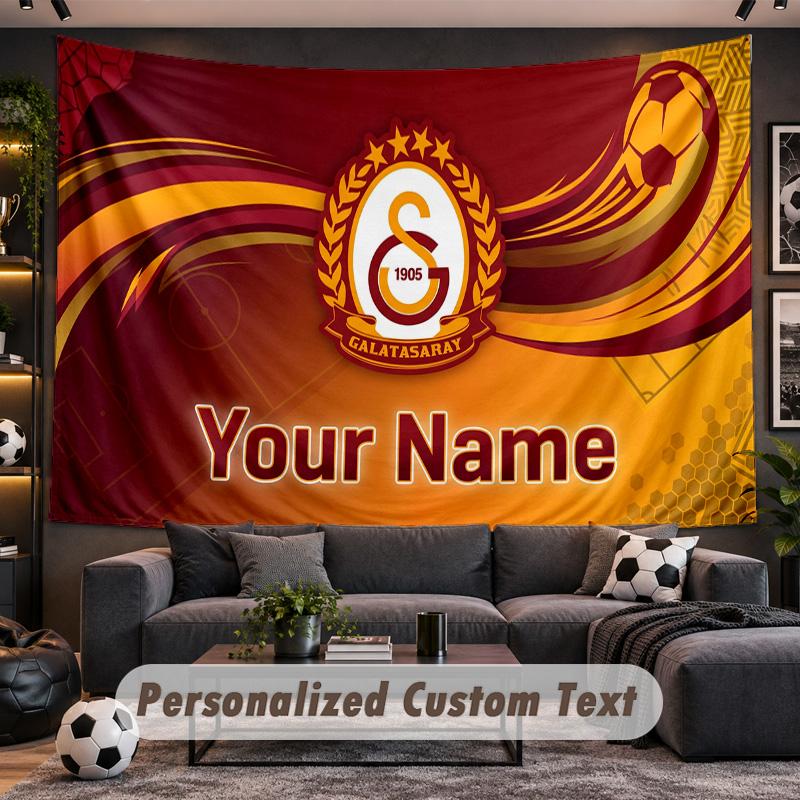 Galatasaray FC Personalized Tapestry Support Custom Name, Wall Art Home Decoration