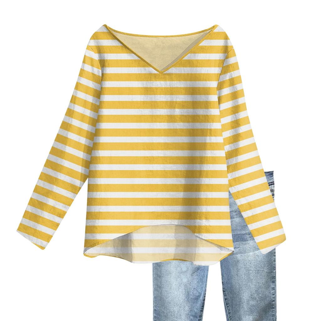 Women's V-neck Long Sleeve Printed Top T-shirt