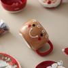 Elk Santa Claus Coffee Drink Mug Ceramic Stacked Cups Cute Cartoon Snowman Mugs Gingerbread Man Small Holiday Gifts