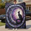 1PC Stained Glass Cat Outdoor Flannel Blanket  Soft Plush Decor for Picnics, camping,Bedroom, Playroom, or Lunch Break,  Perfect Gift , All Season12