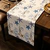 Linen Table Runner Summer Beach Runner, Ocean Wave Coastal Linens for Home House Party Decor Rectangle