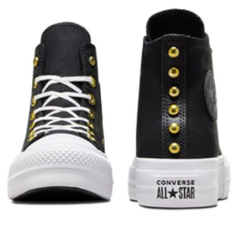 Converse Chuck Taylor All Star Lift Platform Star Studded 'Black White Gold' Women's