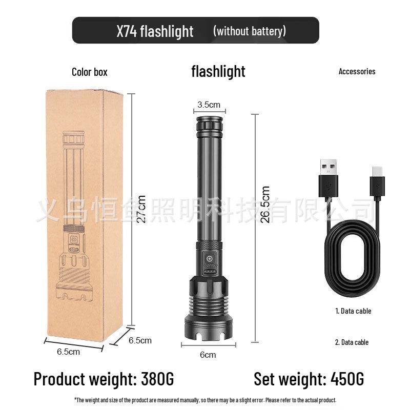 XHP90 Explosion-Proof Rechargeable LED Flashlight: Super Bright, Waterproof, Telescopic Zoom, Aluminum Alloy, Handheld Light for Outdoor Use.
