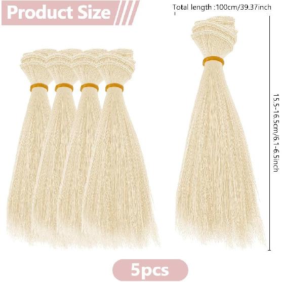 DICOSMETIC 5 Adet Bebek Peruğu Bebek Saçı 15.5cm Düz Kısa Bebek Saçı Yüksek Sıcaklık Fiber Bebek Saçı Atkıları Bebek Yapım Kitleri Bebek Saç Uzantıları Buğday