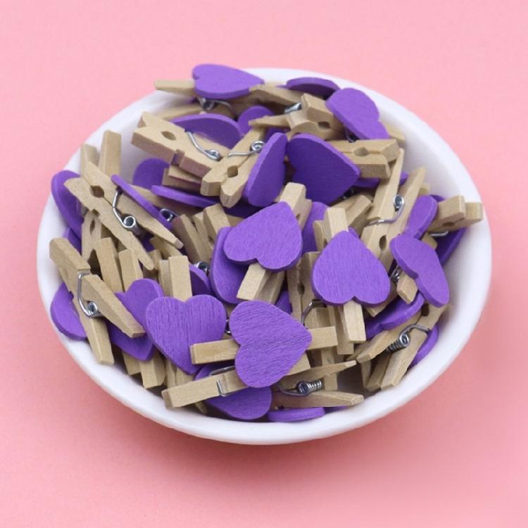 50Pcs Wood Heart Shape Pegs Wood Photo Display Clips Wood Clothes Pegs Photo Pins Set for Arts Crafts Hanging Pictures